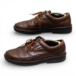 Clarks Nature Leather Oxfords Men Size 9 Brown Good Pebbled Lace Up Casual Shoes